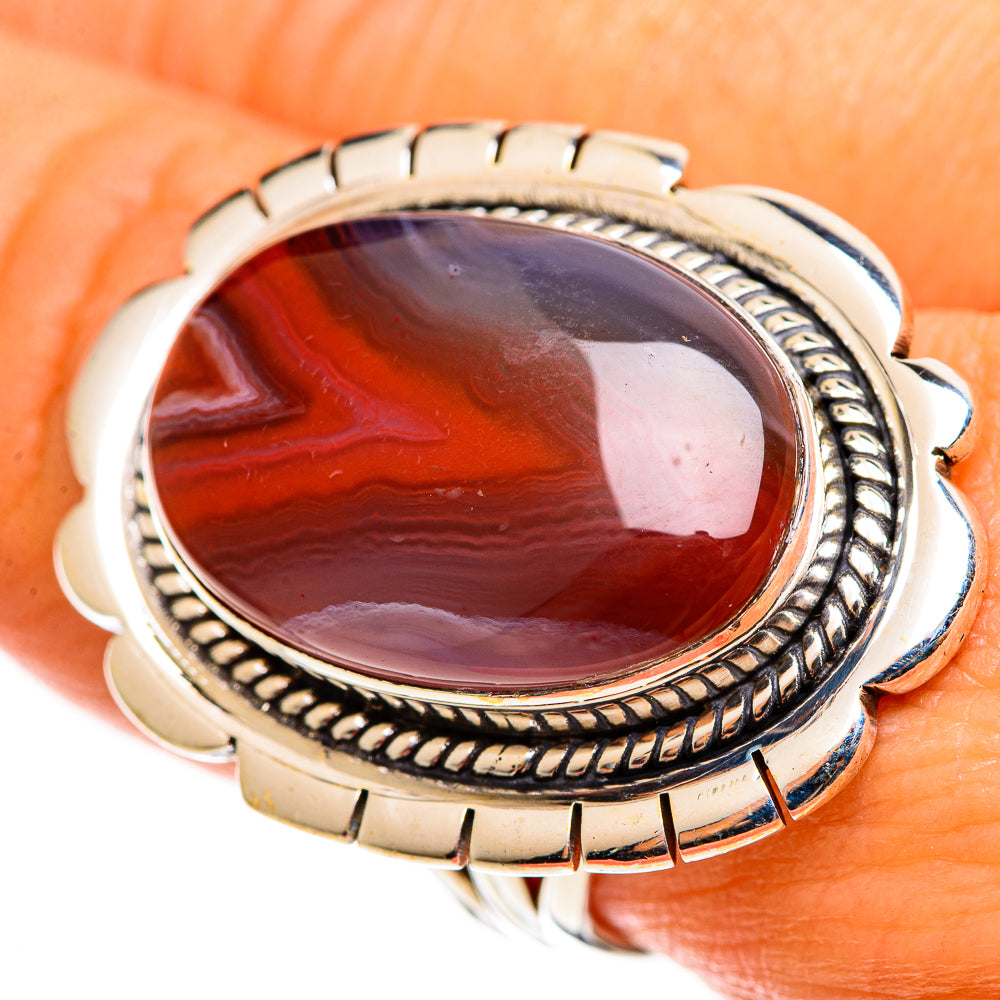 Red Botswana Agate Rings handcrafted by Ana Silver Co - RING113226