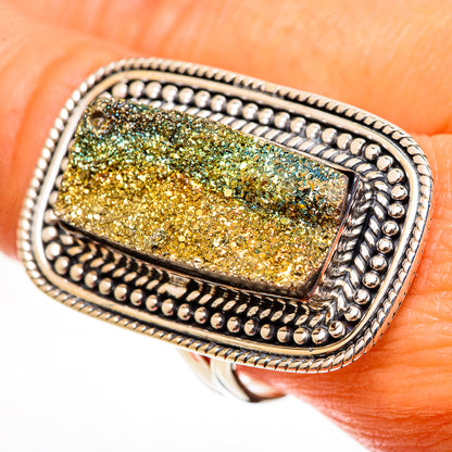 Spectro Pyrite Druzy Rings handcrafted by Ana Silver Co - RING113235