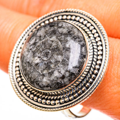 Moroccan Goniatite Fossil Rings handcrafted by Ana Silver Co - RING113238