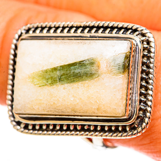 Green Tourmaline In Quartz Rings handcrafted by Ana Silver Co - RING113240