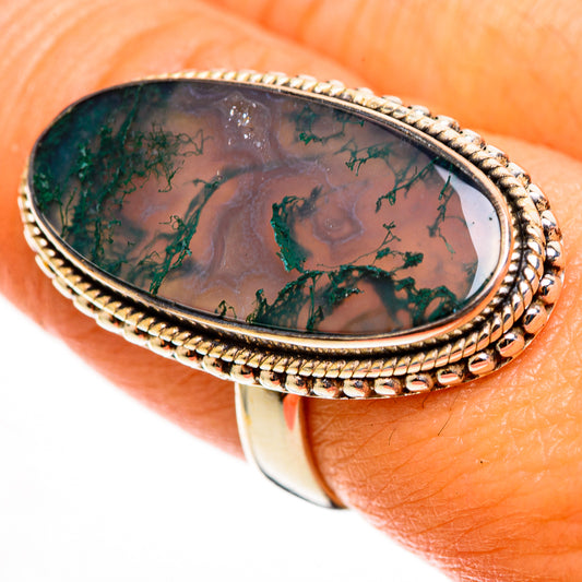 Green Moss Agate Rings handcrafted by Ana Silver Co - RING113252