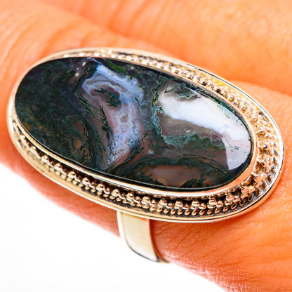 Green Moss Agate Rings handcrafted by Ana Silver Co - RING113282