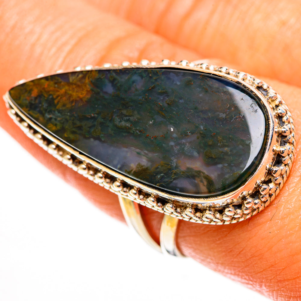 Green Moss Agate Rings handcrafted by Ana Silver Co - RING113283