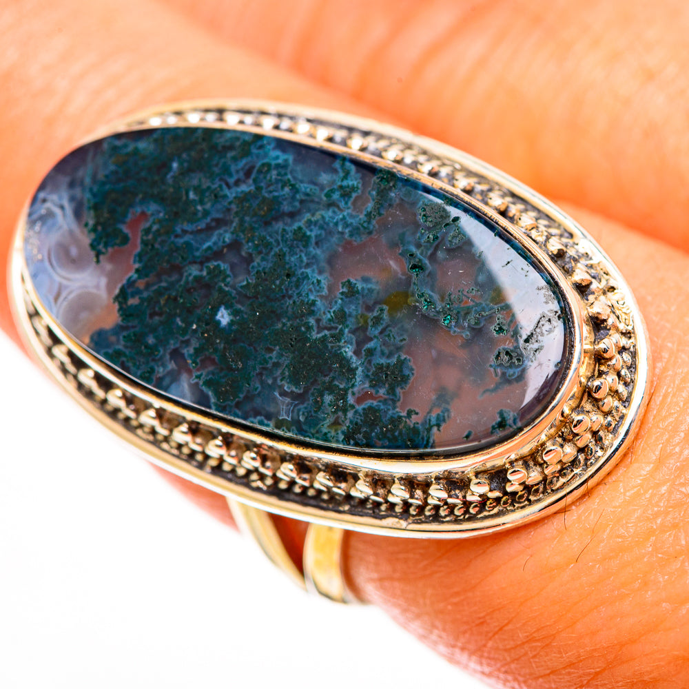 Green Moss Agate Rings handcrafted by Ana Silver Co - RING113305