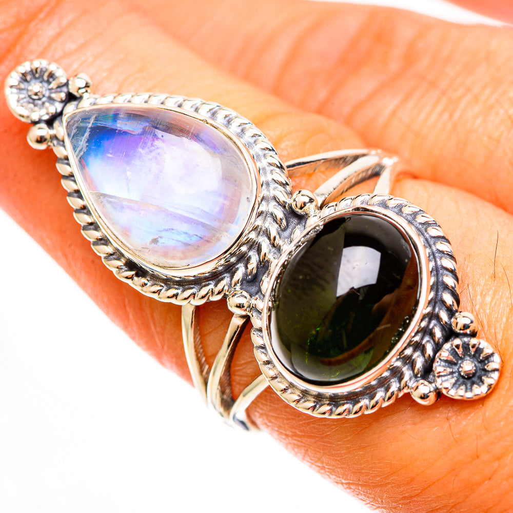 Rainbow Moonstone Rings handcrafted by Ana Silver Co - RING113306