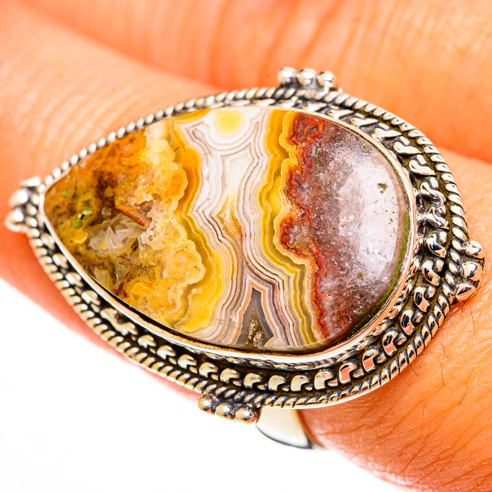 Crazy Lace Agate Rings handcrafted by Ana Silver Co - RING113315