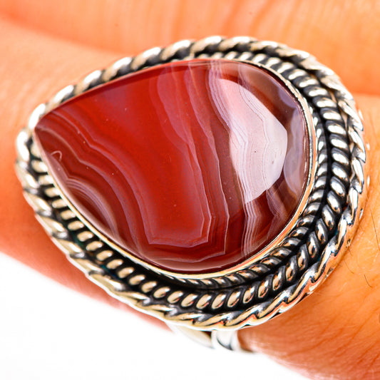 Red Botswana Agate Rings handcrafted by Ana Silver Co - RING113334