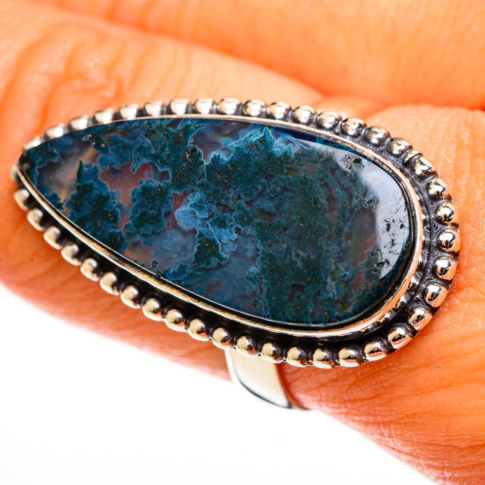 Green Moss Agate Rings handcrafted by Ana Silver Co - RING113344