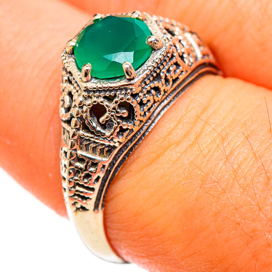 Green Onyx Rings handcrafted by Ana Silver Co - RING113358