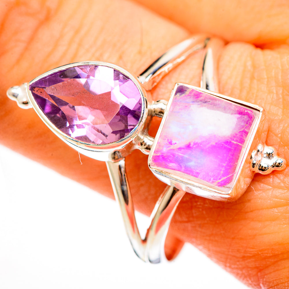 Pink Moonstone Rings handcrafted by Ana Silver Co - RING113395