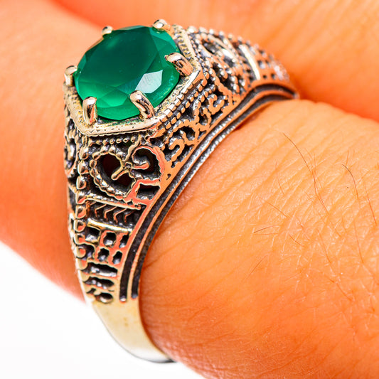 Green Onyx Rings handcrafted by Ana Silver Co - RING113402