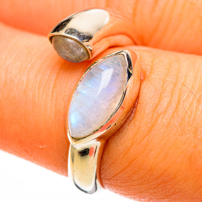 Rainbow Moonstone Rings handcrafted by Ana Silver Co - RING113418