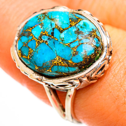 Blue Copper Composite Turquoise Rings handcrafted by Ana Silver Co - RING113427