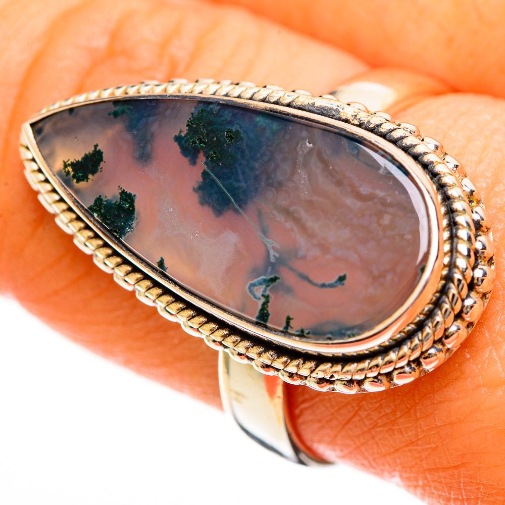 Green Moss Agate Rings handcrafted by Ana Silver Co - RING113430