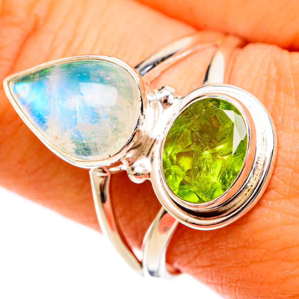Rainbow Moonstone Rings handcrafted by Ana Silver Co - RING113453