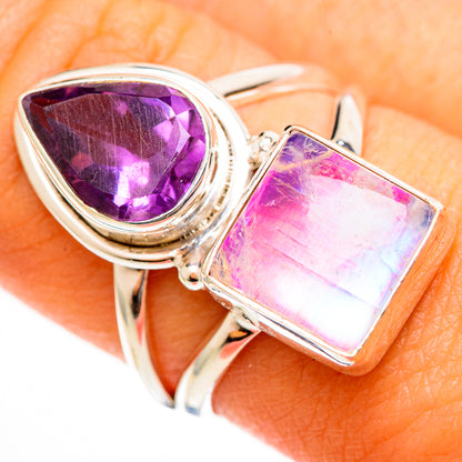 Pink Moonstone Rings handcrafted by Ana Silver Co - RING113461