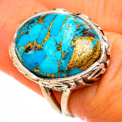 Blue Copper Composite Turquoise Rings handcrafted by Ana Silver Co - RING113467