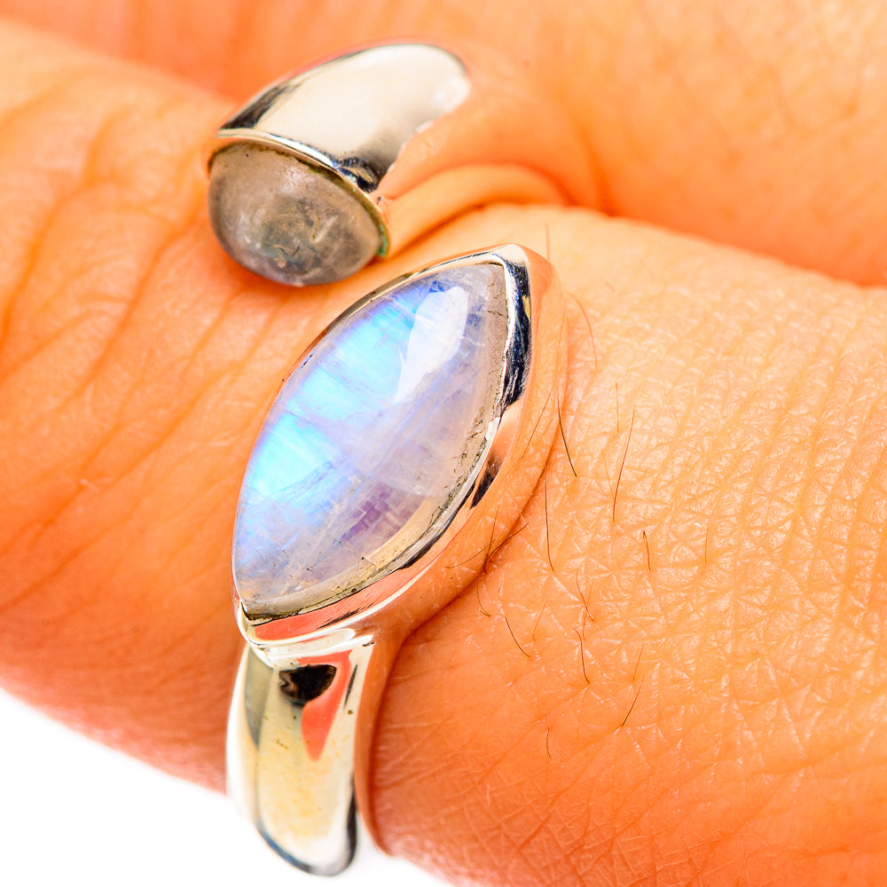 Rainbow Moonstone Rings handcrafted by Ana Silver Co - RING113475