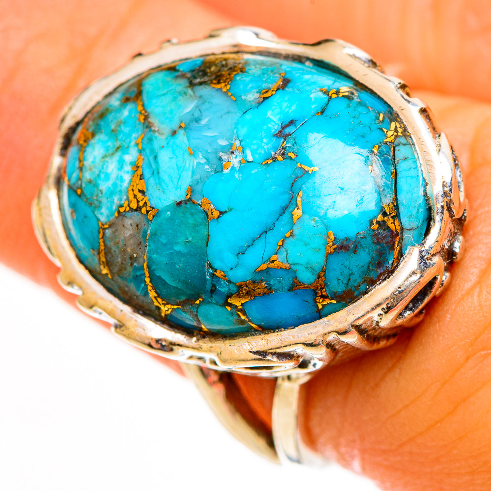 Blue Copper Composite Turquoise Rings handcrafted by Ana Silver Co - RING113484