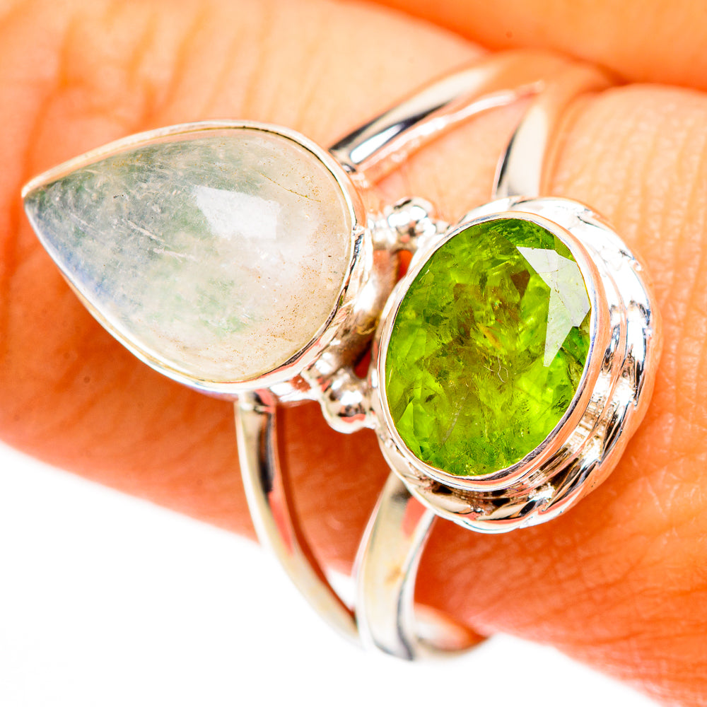 Rainbow Moonstone Rings handcrafted by Ana Silver Co - RING113487