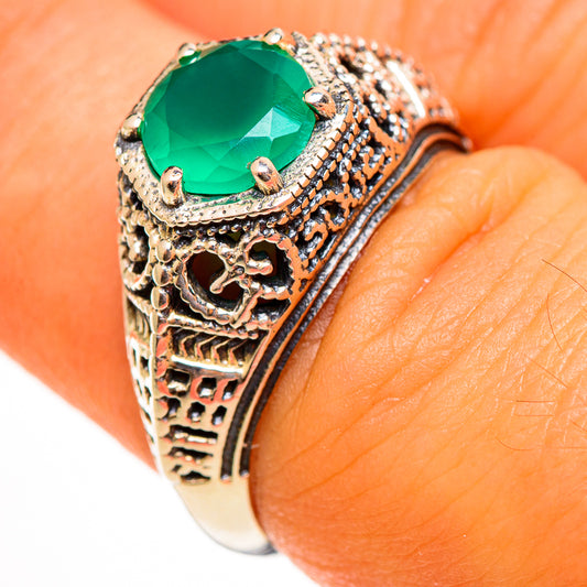 Green Onyx Rings handcrafted by Ana Silver Co - RING113501