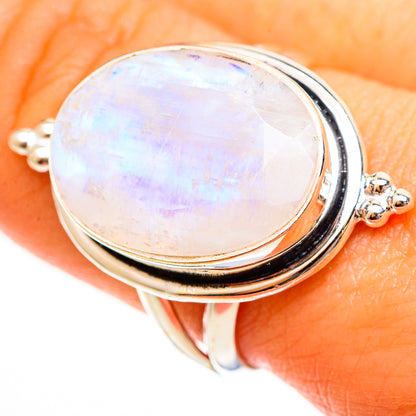 Rainbow Moonstone Rings handcrafted by Ana Silver Co - RING113509