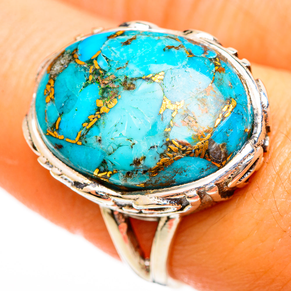 Blue Copper Composite Turquoise Rings handcrafted by Ana Silver Co - RING113513