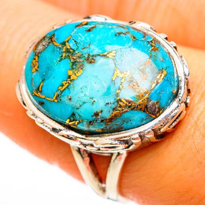 Blue Copper Composite Turquoise Rings handcrafted by Ana Silver Co - RING113513