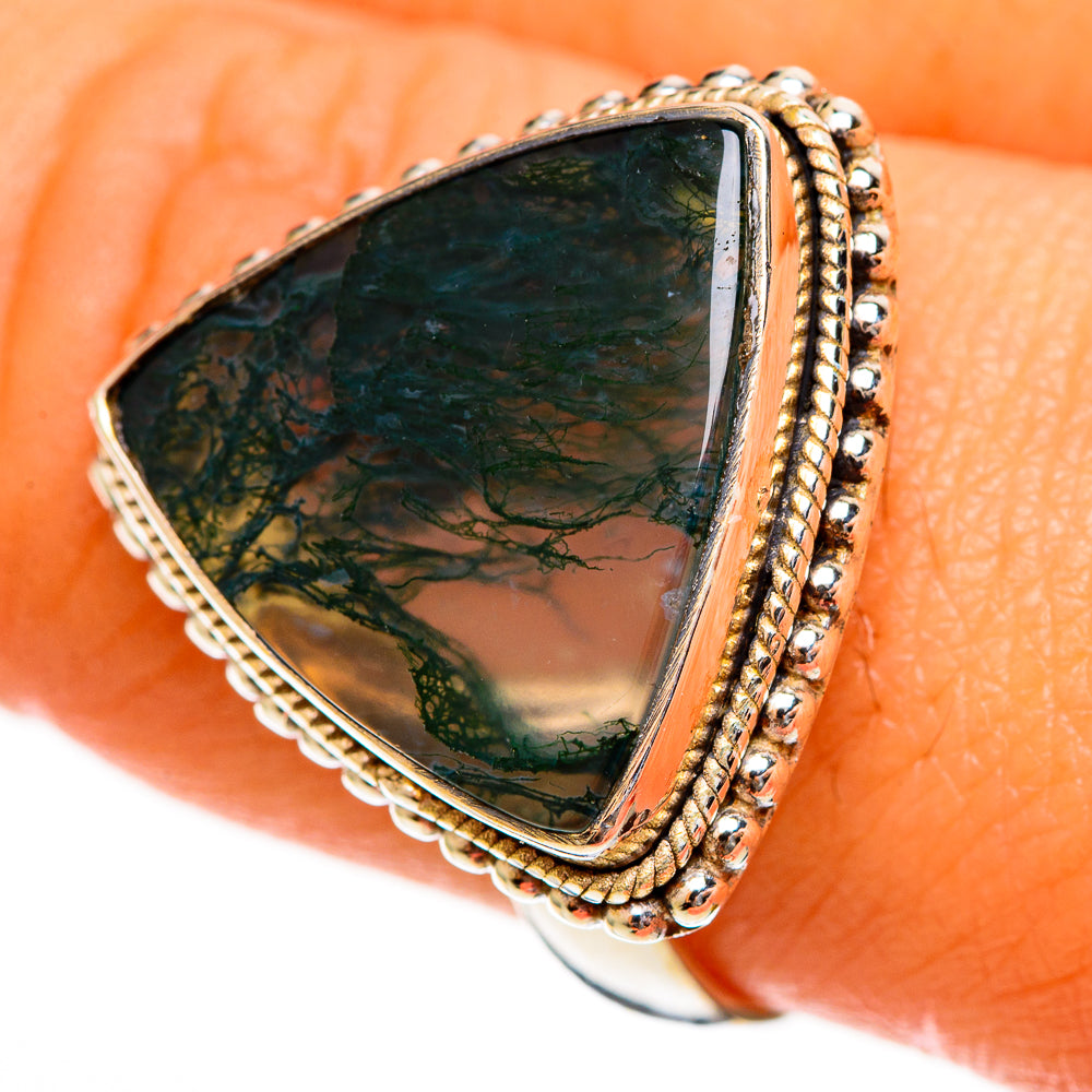 Green Moss Agate Rings handcrafted by Ana Silver Co - RING113514