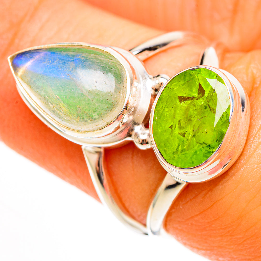 Green Moonstone Rings handcrafted by Ana Silver Co - RING113515