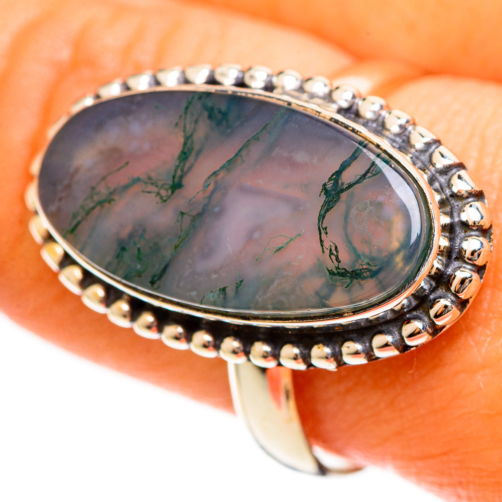Green Moss Agate Rings handcrafted by Ana Silver Co - RING113517