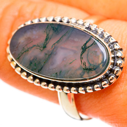 Green Moss Agate Rings handcrafted by Ana Silver Co - RING113517