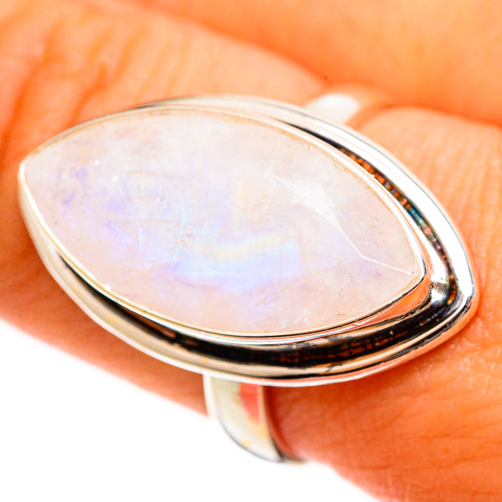 Rainbow Moonstone Rings handcrafted by Ana Silver Co - RING113535