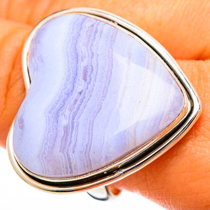 Blue Lace Agate Rings handcrafted by Ana Silver Co - RING113547