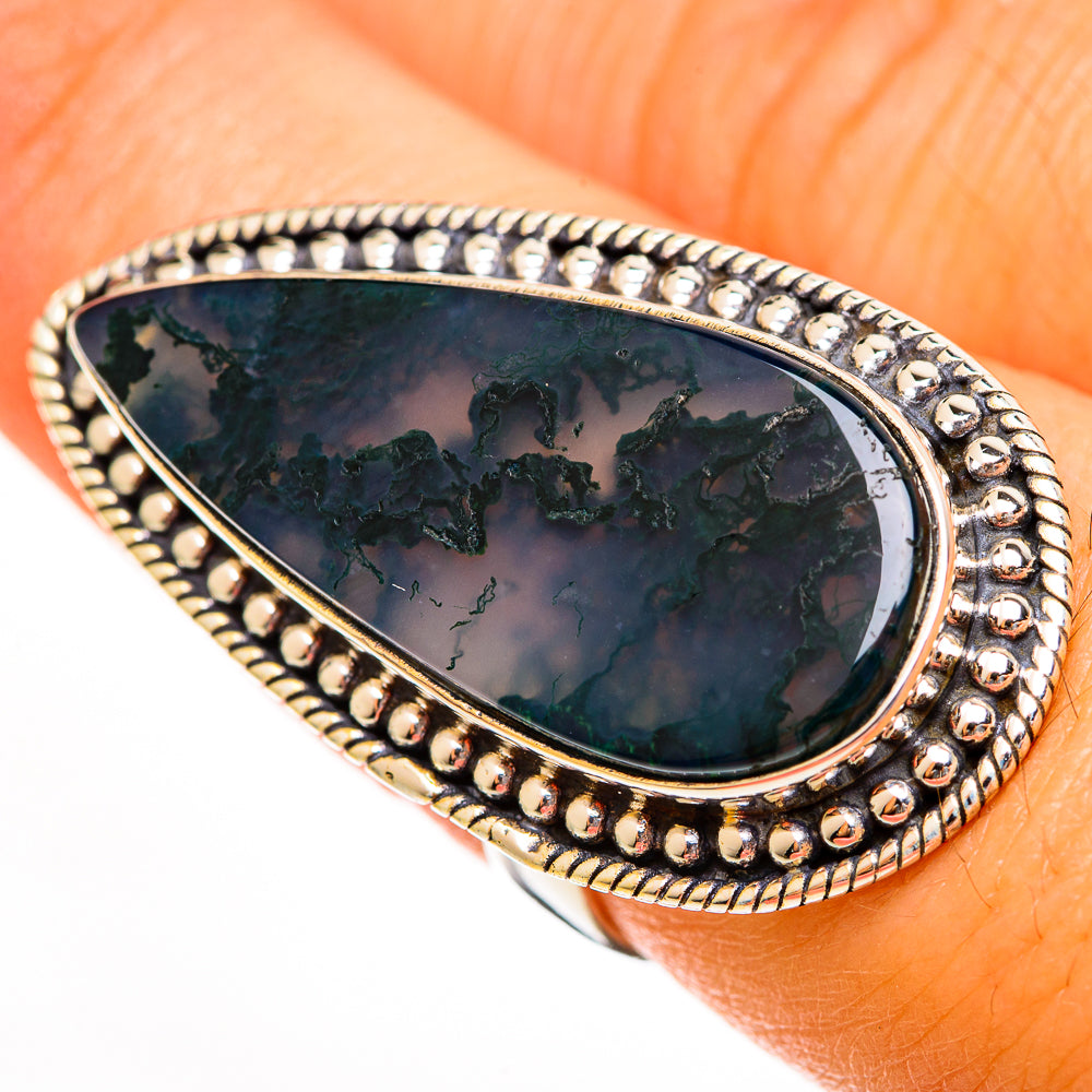 Green Moss Agate Rings handcrafted by Ana Silver Co - RING113560