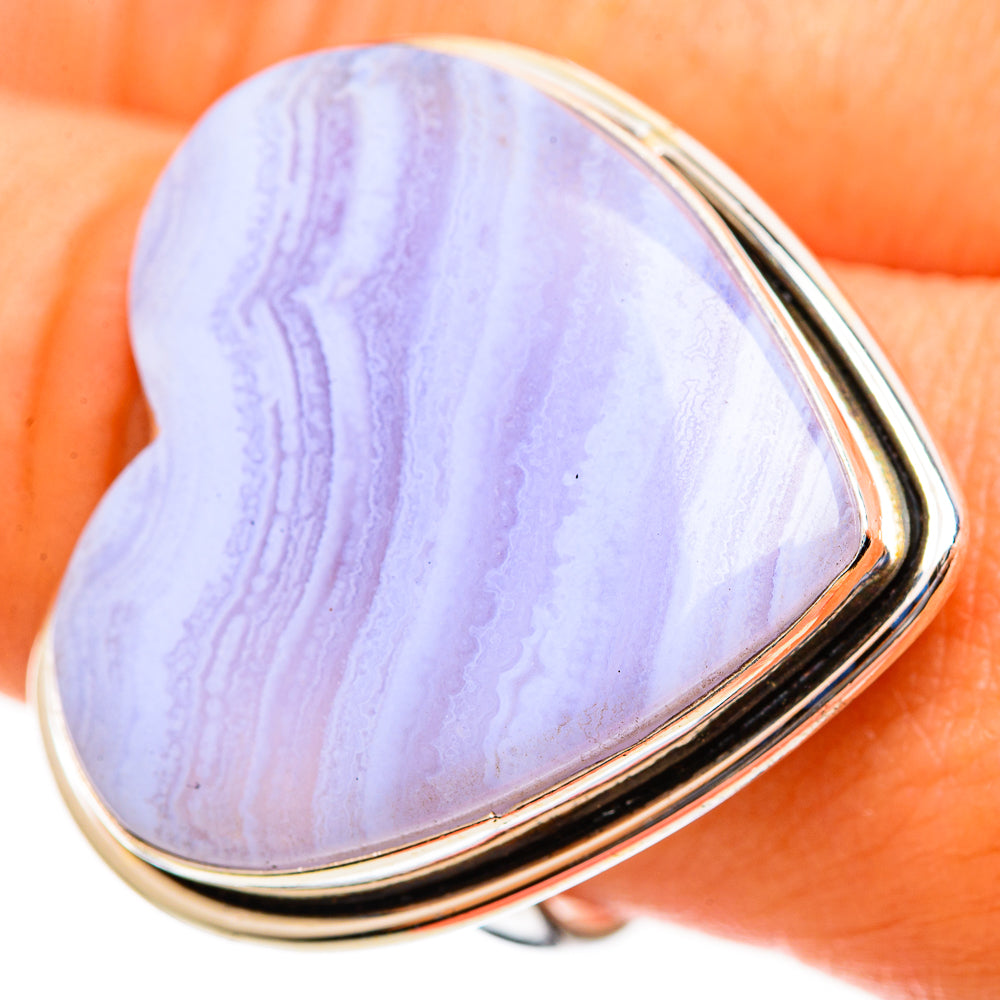 Blue Lace Agate Rings handcrafted by Ana Silver Co - RING113582