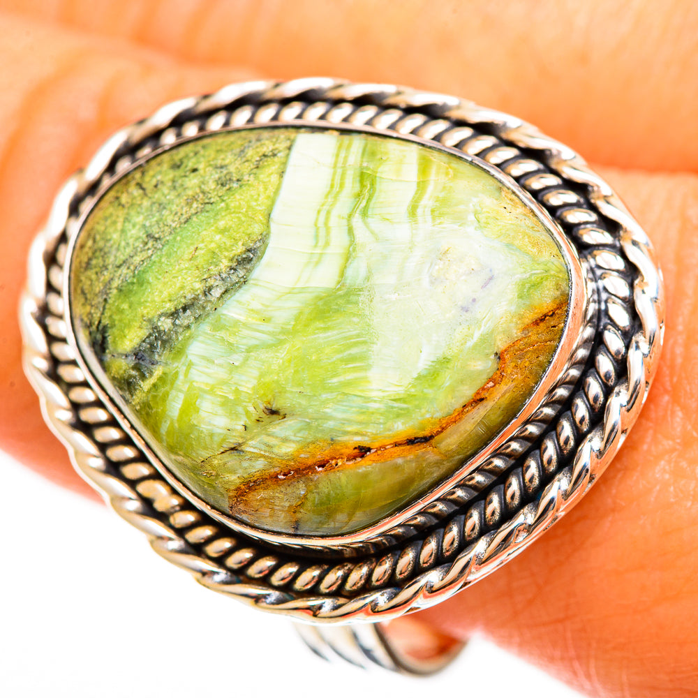 African Green Opal Rings handcrafted by Ana Silver Co - RING113593
