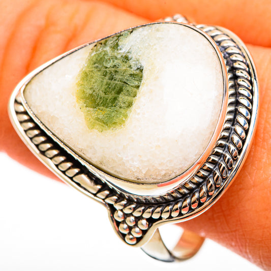 Green Tourmaline In Quartz Rings handcrafted by Ana Silver Co - RING113618