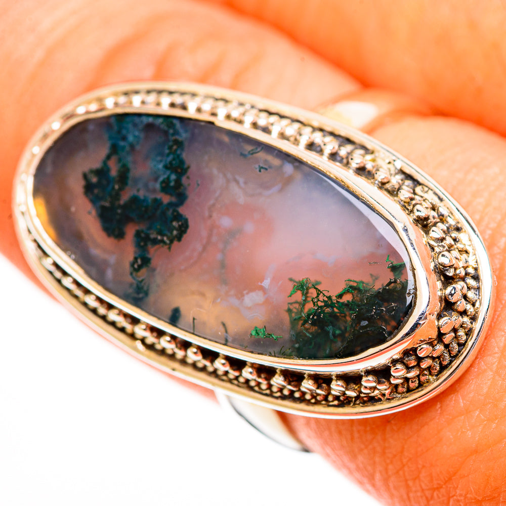 Green Moss Agate Rings handcrafted by Ana Silver Co - RING113625