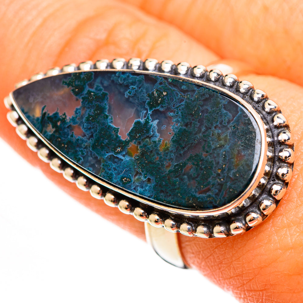 Green Moss Agate Rings handcrafted by Ana Silver Co - RING113627