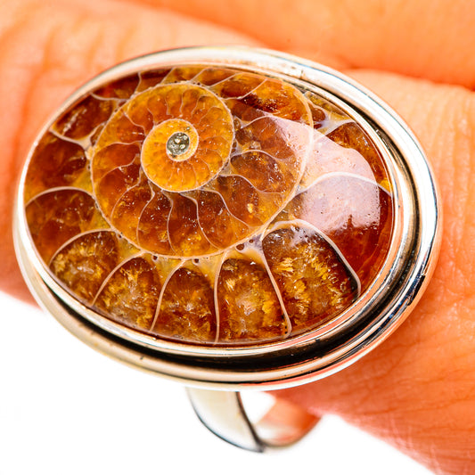 Ammonite Fossil Rings handcrafted by Ana Silver Co - RING113630