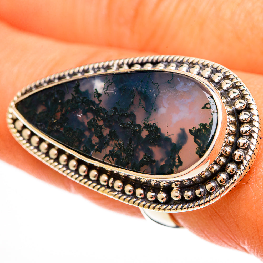 Green Moss Agate Rings handcrafted by Ana Silver Co - RING113671