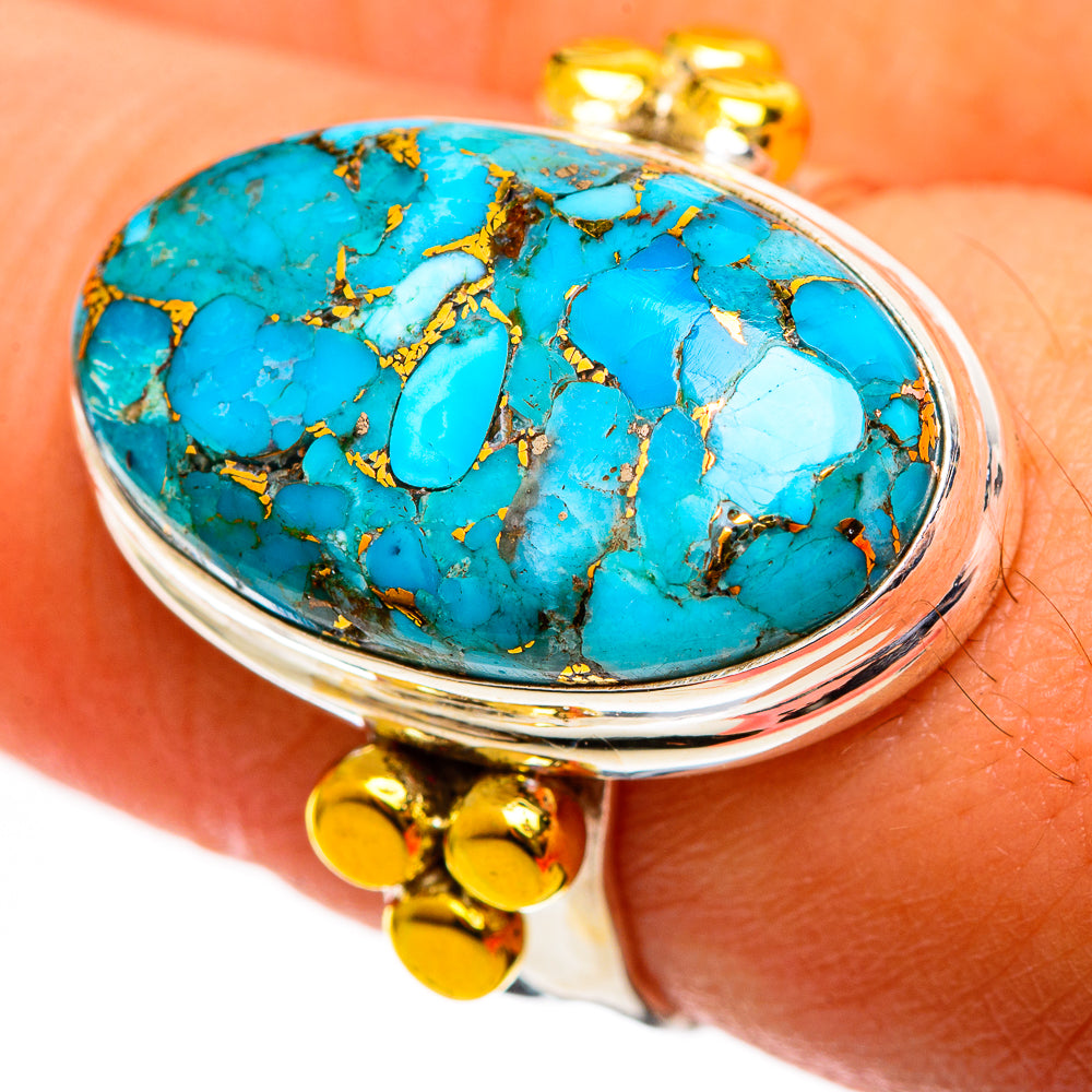 Blue Copper Composite Turquoise Rings handcrafted by Ana Silver Co - RING113689