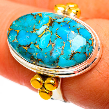 Blue Copper Composite Turquoise Rings handcrafted by Ana Silver Co - RING113689