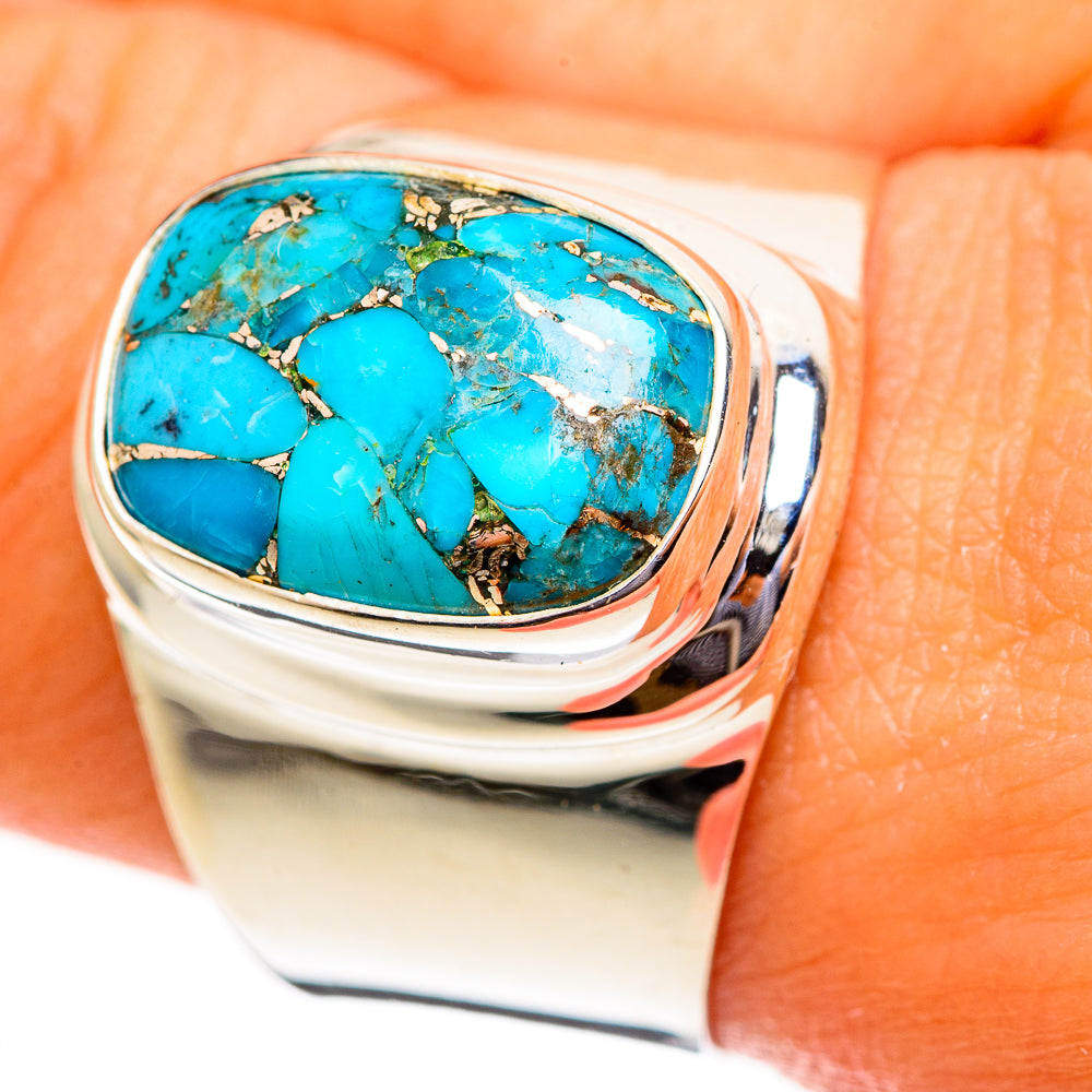 Blue Copper Composite Turquoise Rings handcrafted by Ana Silver Co - RING113693