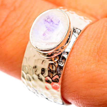 Rainbow Moonstone Rings handcrafted by Ana Silver Co - RING113710
