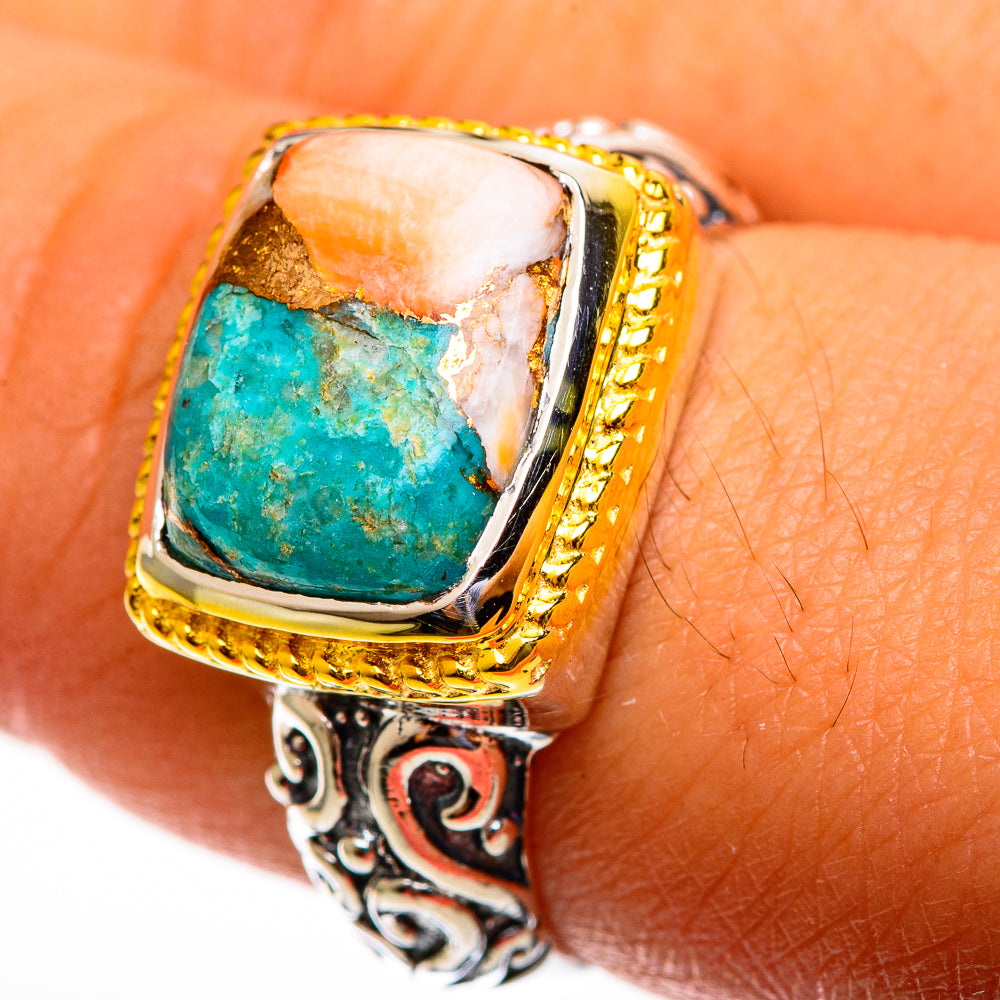 Spiny Oyster Turquoise Rings handcrafted by Ana Silver Co - RING113713