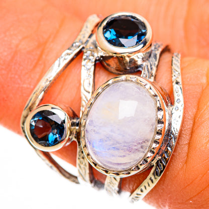 Rainbow Moonstone Rings handcrafted by Ana Silver Co - RING113719