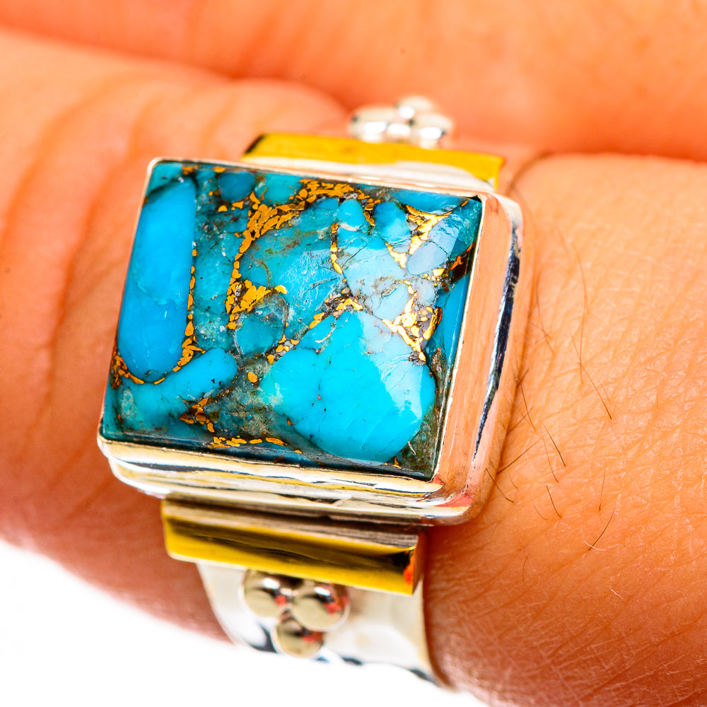 Blue Copper Composite Turquoise Rings handcrafted by Ana Silver Co - RING113726