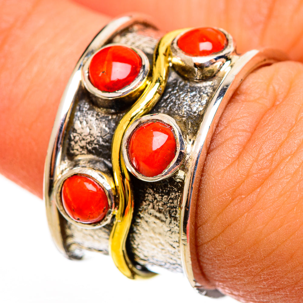 Red Coral Rings handcrafted by Ana Silver Co - RING113737